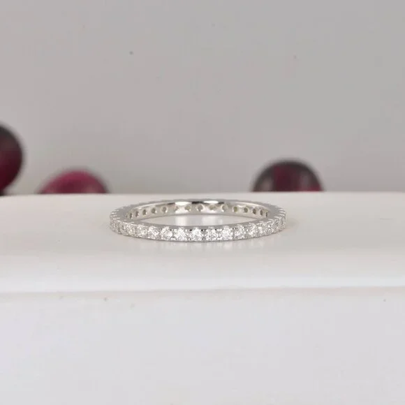 Authentic Genuine Moissanite Diamonds Full Eternity Ring Band - Picture 3 of 9